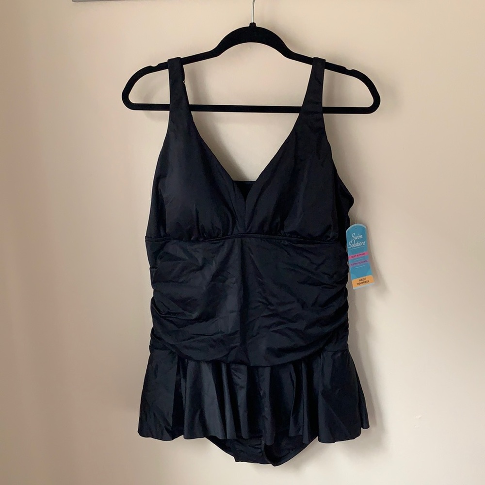 NWT - Swim Solutions Woman’s V-Neck Skater Suit